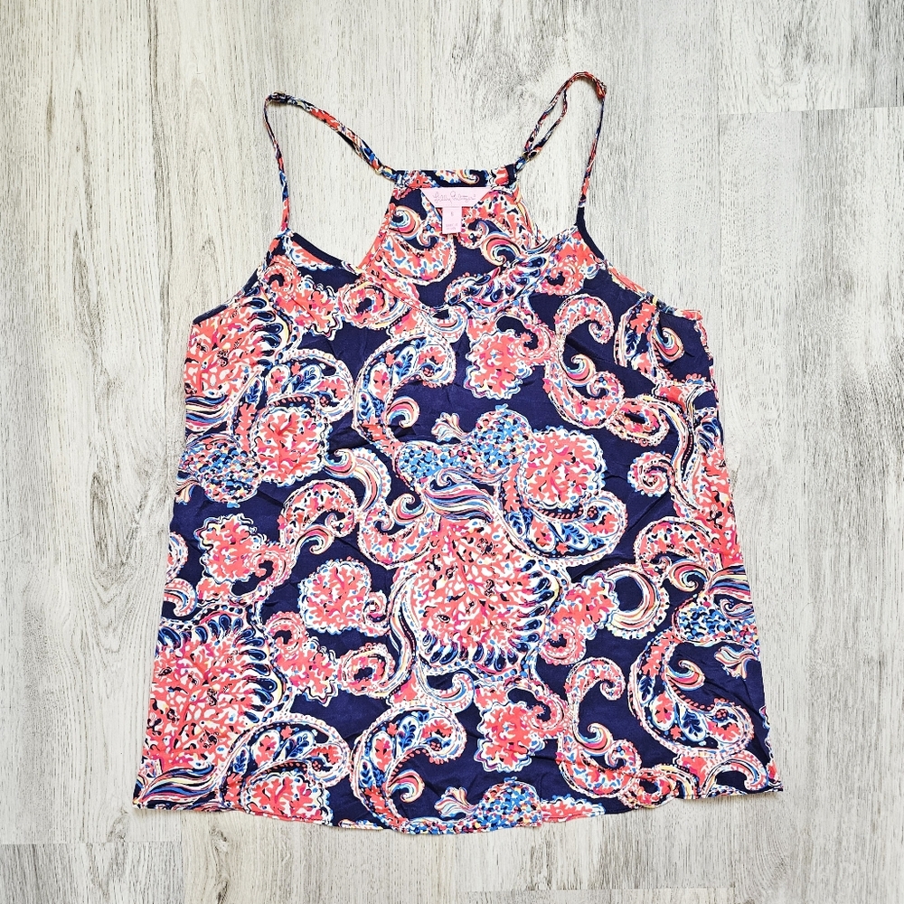 Lilly Pulitzer Paisley Breezy Silk Tank Top S